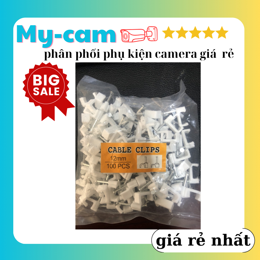 Nẹp dây vuông F12mm. 1 gói gồm 100 cái