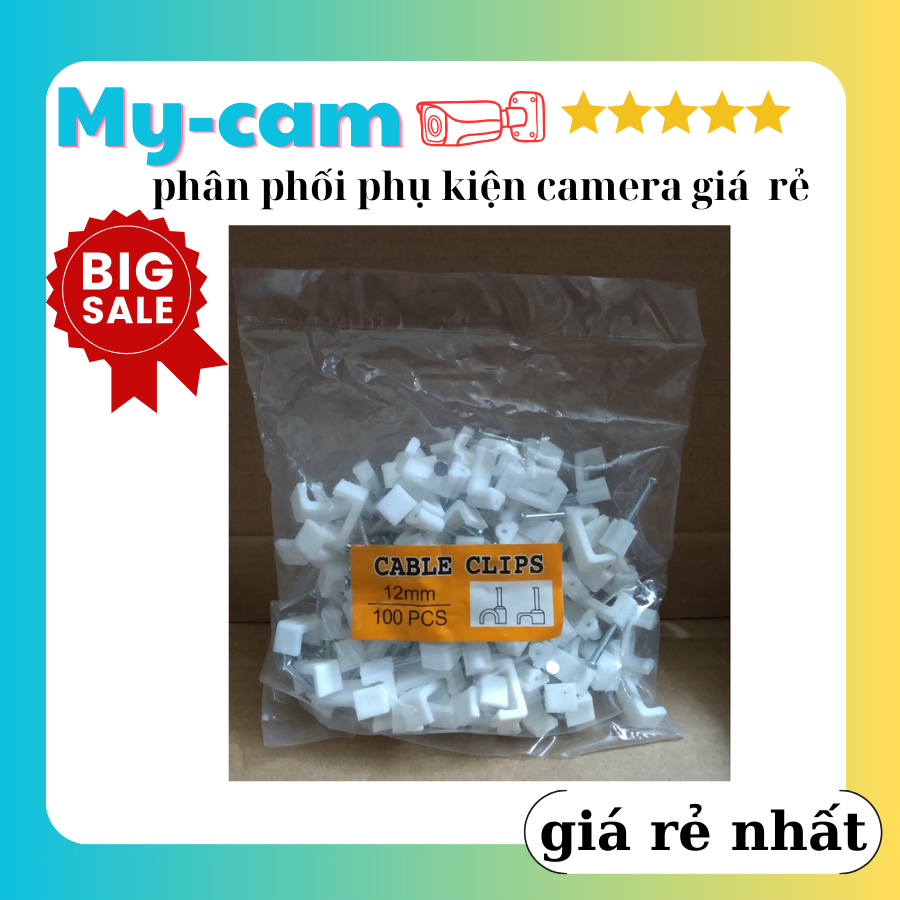 Nẹp dây vuông F12mm. 1 gói gồm 100 cái