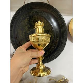 Đèn dầu, đèn thờ bằng đồng đúc cao 28cm