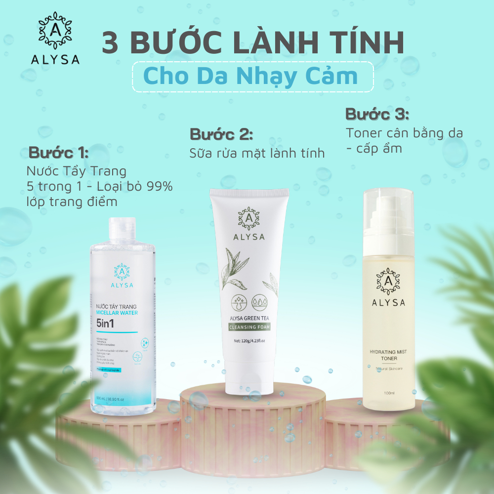 Nước làm sạch sâu và tẩy trang cho da nhạy cảm Micellar Water ALYSA 500ML