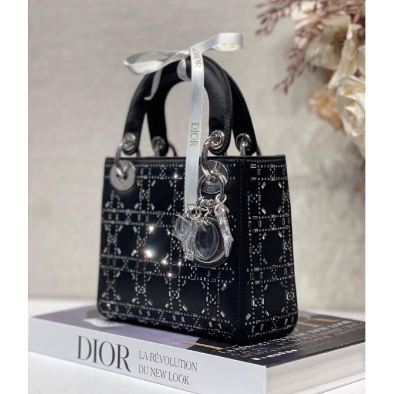 Túi  DI     OR LADY MINI  SATIN FULL BOX TÚI VẢI