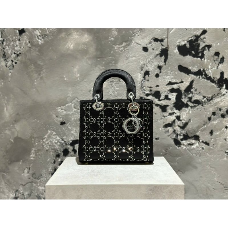 Túi  DI     OR LADY MINI  SATIN FULL BOX TÚI VẢI