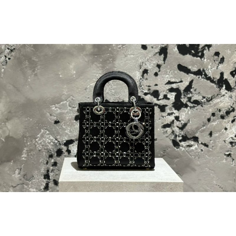 Túi  DI     OR LADY MINI  SATIN FULL BOX TÚI VẢI