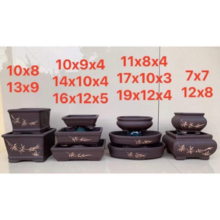 Bộ 10 chậu mini bonsai gốm bát tràng màu đen