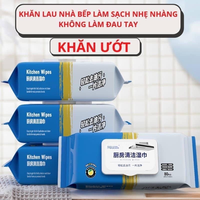 Gói 80 Khăn Ướt Lau Dầu Mỡ, Vết Bẩn Siêu Tiết Kiệm - Khăn Ướt Lau Vê Sinh Đa Năng