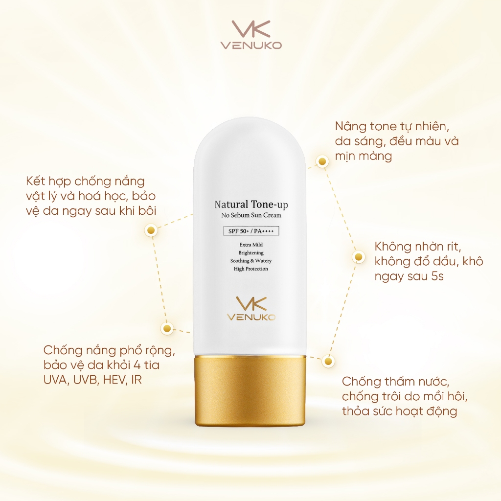 Kem Chống Nắng Nâng Tone Da VENUKO NATURAL TONE UP