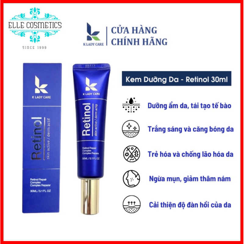 Kem Dưỡng Da Hàn Quốc Retinol 0.5% 30ml Dưỡng Trắng, Giúp Da Căng Mịn, Ngăn Ngừa Mụn, Giảm Thâm Nám