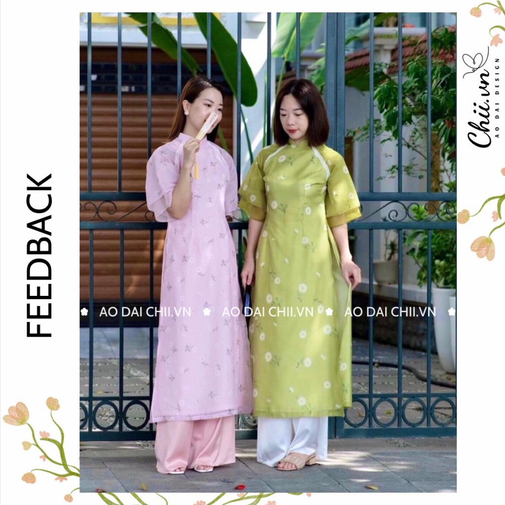 Áo Dài Cách Tân Cúc Hoạ Mi Hai Màu Hot Trend