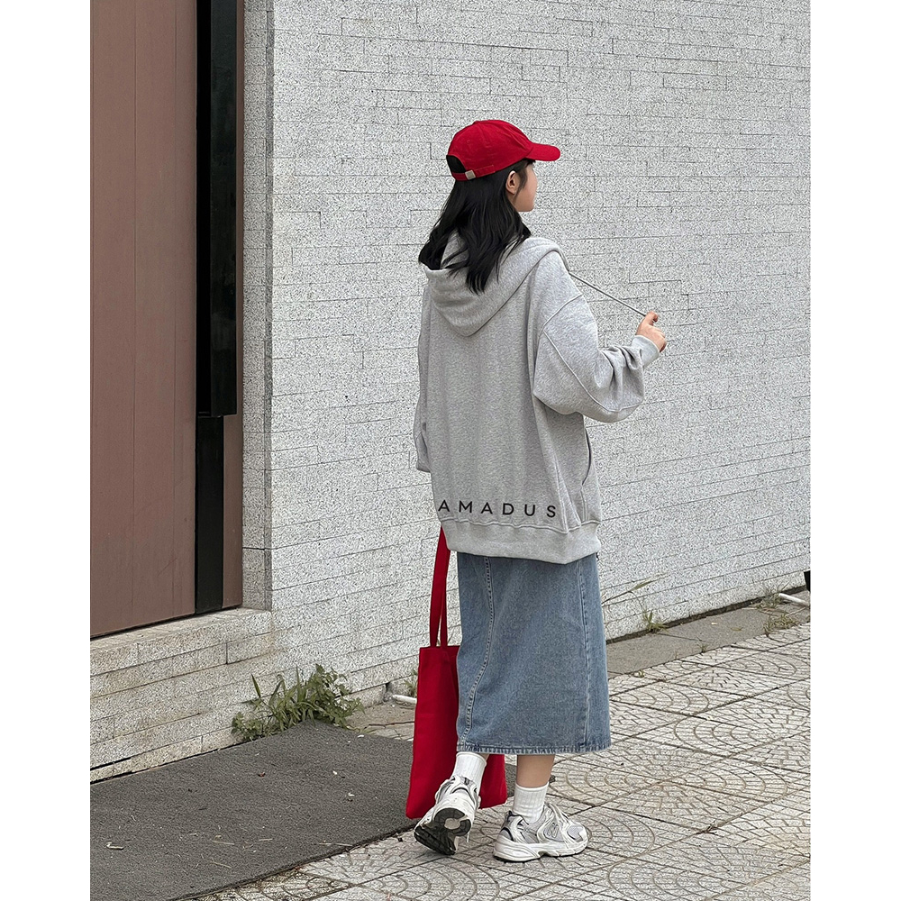 Áo Hoodie Zip Amadeus Xám Tiêu Local Brand Unisex Kéo Khóa AD01