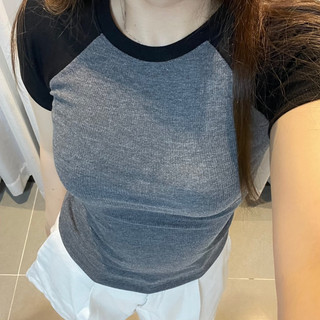 Áo thun baby tee raglan phối màu