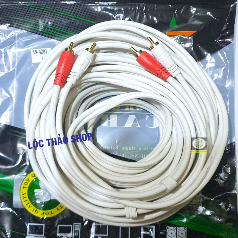 Cáp loa 4 đầu AV hoa sen dài 15M 20M 25M 30M cao cấp Jstar Dây loa av 2 ra 2