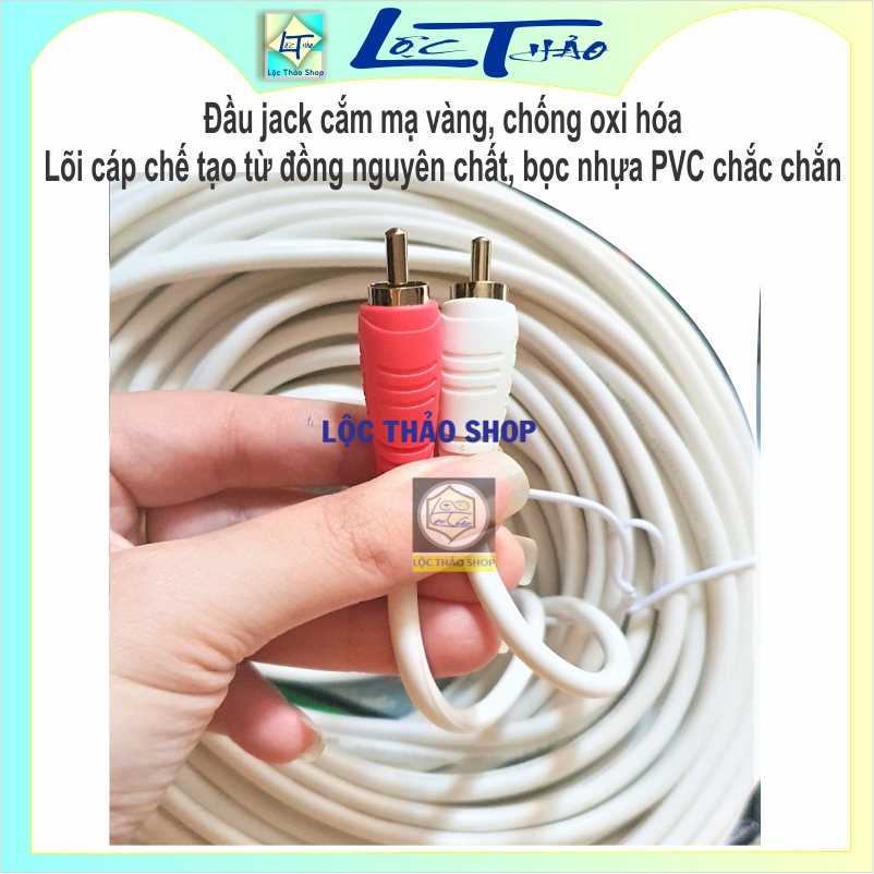 Cáp loa 4 đầu AV hoa sen dài 15M 20M 25M 30M cao cấp Jstar Dây loa av 2 ra 2