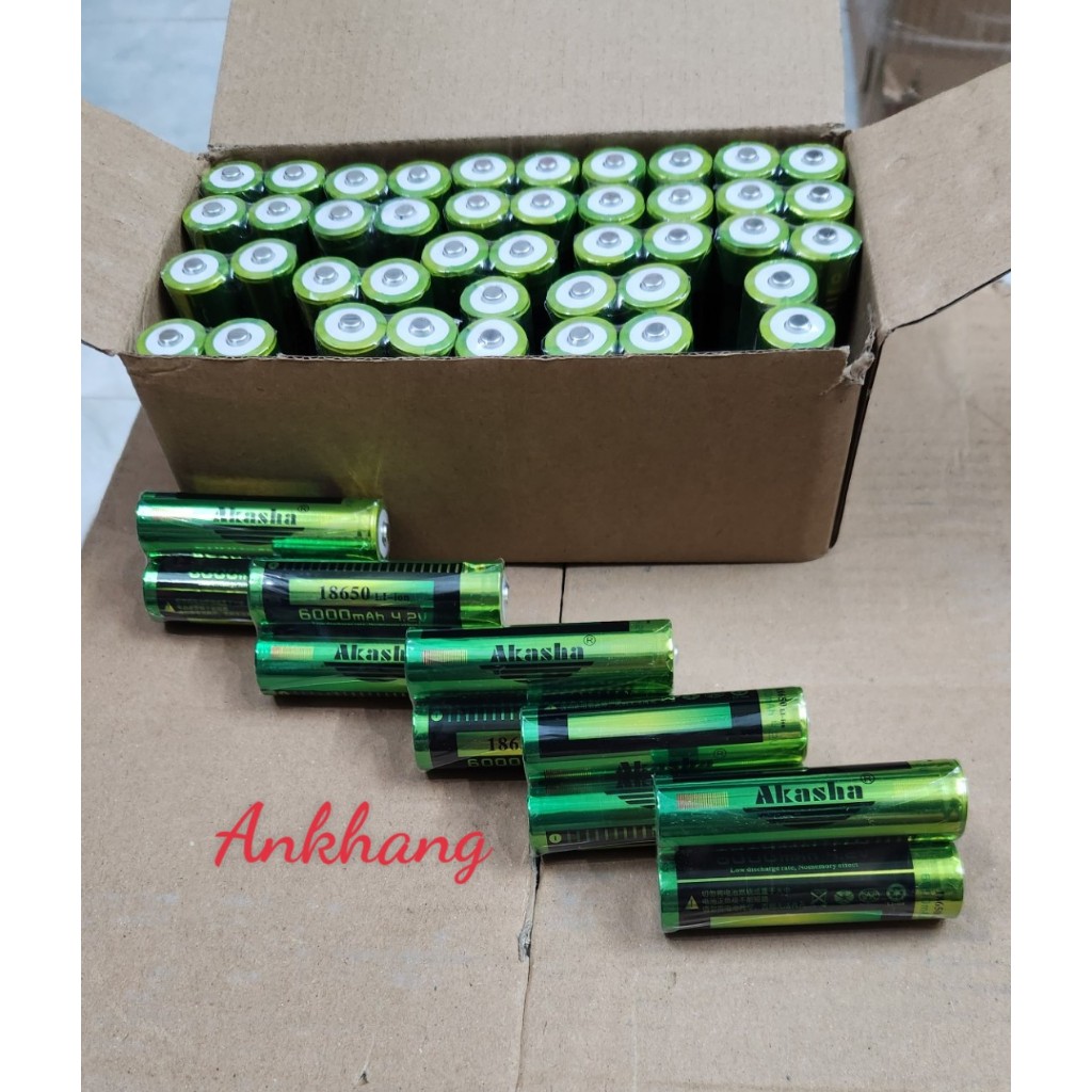Pin sạc 18650 Akasha 4.2V 18650 - 6.000mAh Đầu lồi - Dùng cho quạt sạc, đèn pin, tông đơ...