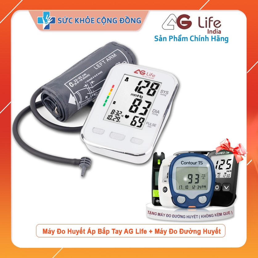 Combo máy đo huyết áp bắp tay AGLIFE A686 + Máy Đo Đường Huyết