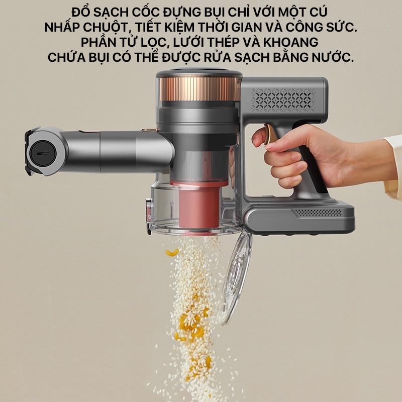 Máy hút bụi không dây Deerma VC80 màn hình thông minh, công suất 350W lực hút lên tới 25kPa