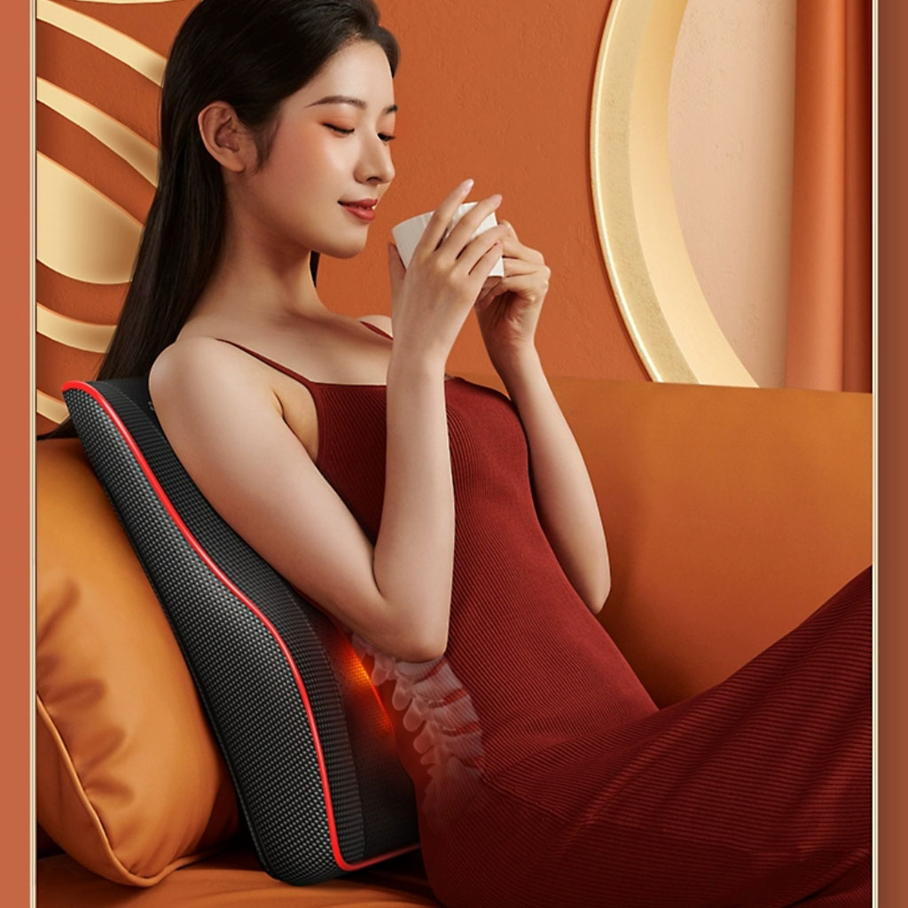 Gối massage vai gáy toàn thân cao cấp  -Massage Kết Hợp hồng ngoại+ Nam Châm Từ Tính-Có Điều Khiển