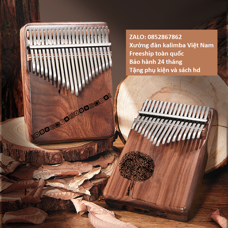 Bộ quà tặng đàn Kalimba gỗ mahogany 20 năm 17 phím Cega Cartoon TGH9852OKJ-0052