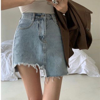 Váy Jean nữ dáng ngắn, chân váy bò dáng ngắn màu xanh nhạt