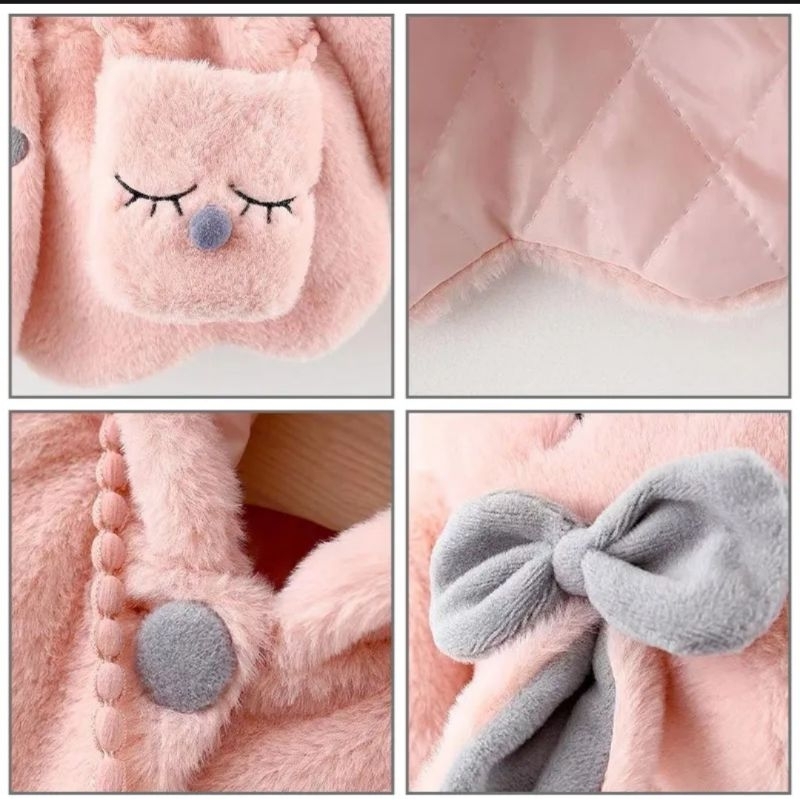 Áo choàng lông cao cấp cho bé gái 6-15kg, hàng QC loại 1