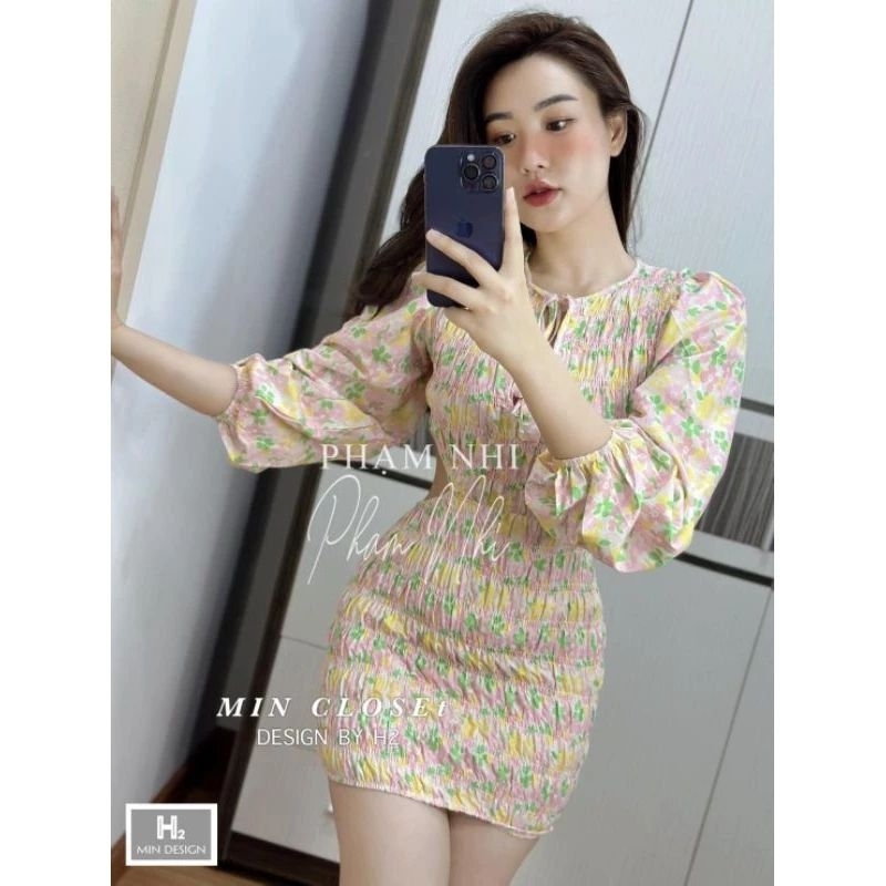 Đầm Hoa Body Nhún Chun Thiết Kế Cut Hở Eo