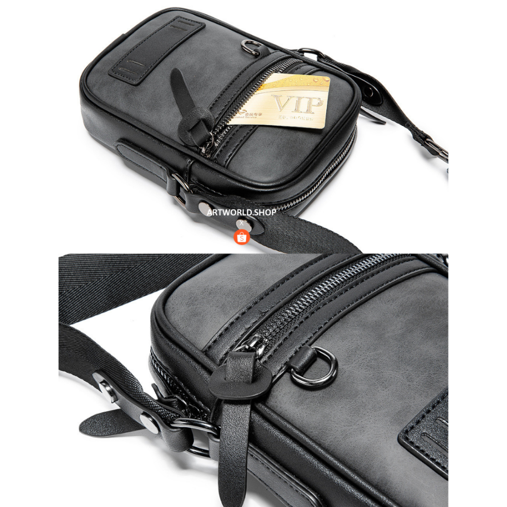 Túi đeo chéo nam, túi nam nhỏ gọn/mini da PU cao cấp có lót vải polyester  túi da phong cách trẻ trung năng động TDC030