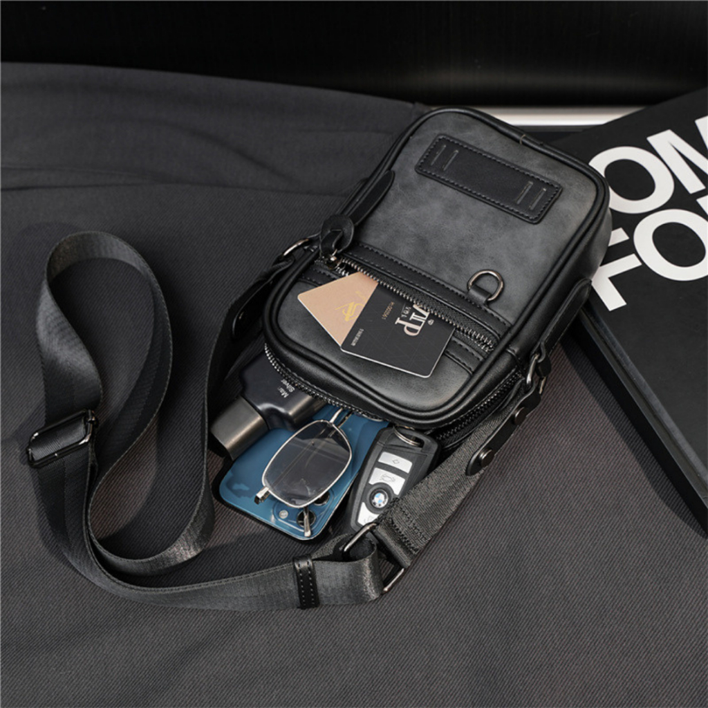 Túi đeo chéo nam, túi nam nhỏ gọn/mini da PU cao cấp có lót vải polyester  túi da phong cách trẻ trung năng động TDC030