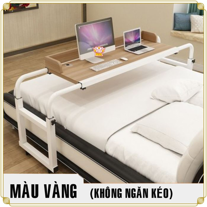Bàn làm việc lười phong cách Châu Âu , Bàn lười đa năng có bánh xe, chốt khóa tiện lợi