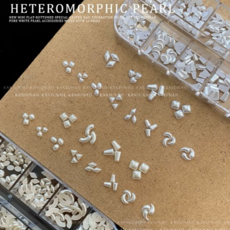 Khay Ngọc trai trắng mix hình đính móng