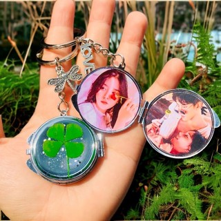 Móc khóa ảnh cá nhân theo yêu cầu cỏ 4 lá may mắn handmade quà lưu niệm Lilande