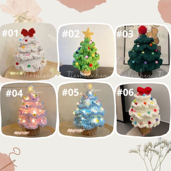 CÂY THÔNG NOEL HANDMADE ĐỂ BÀN CHẤT LIỆU LEN, CROCHET CHRISTMAS TREE