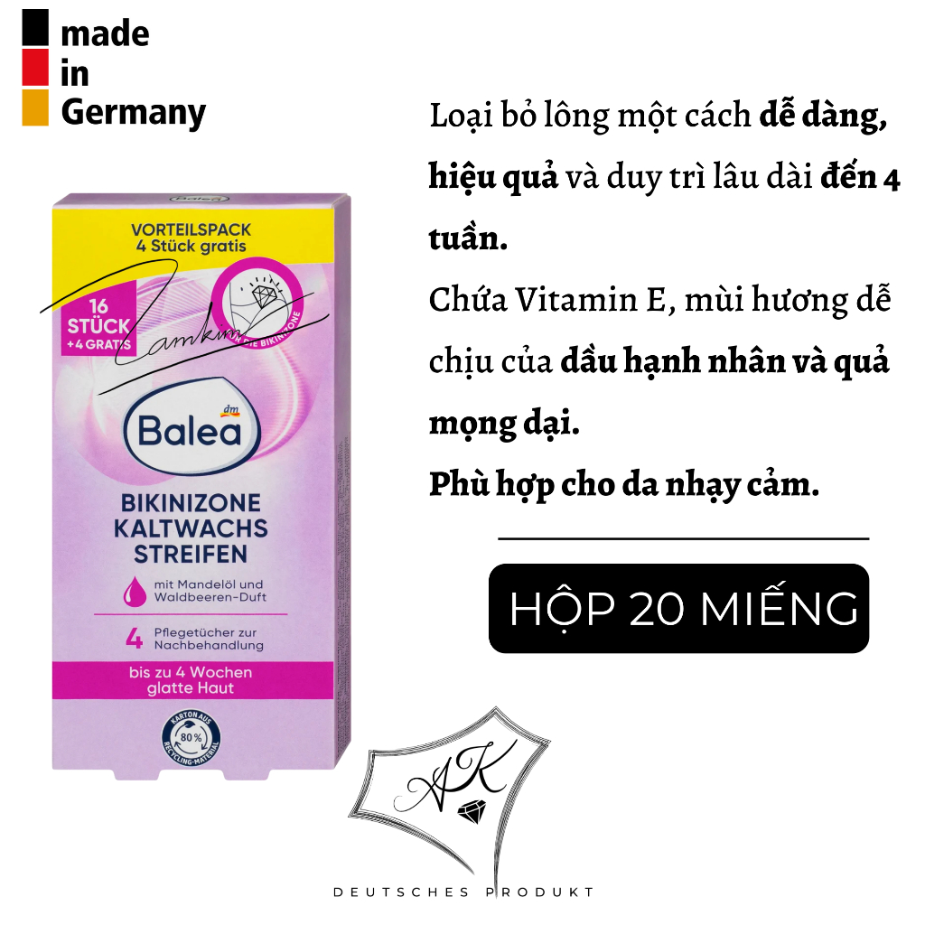 Miếng dán tẩy lông Balea dành vùng Bikini