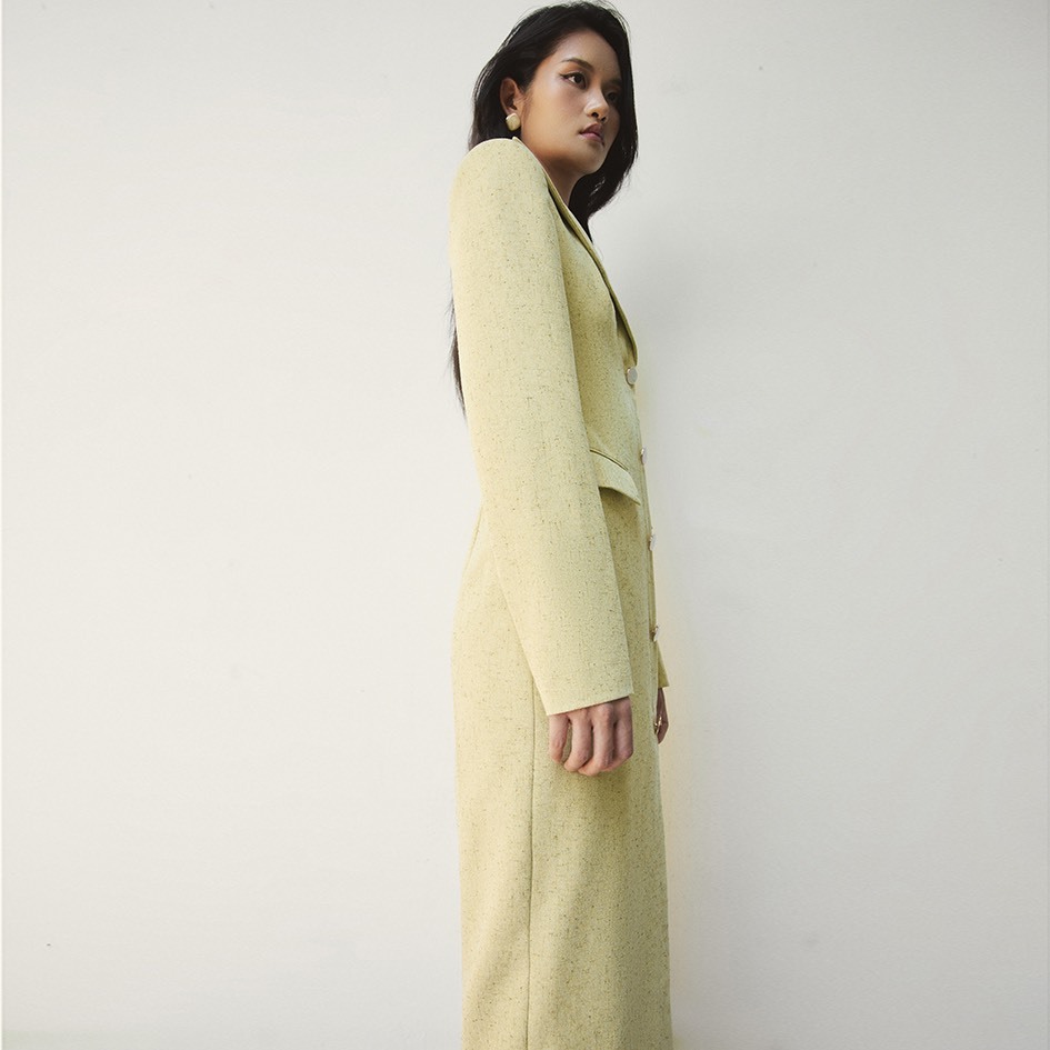 REINA- RAFLE WOOL- BLEND TWEED DRESS