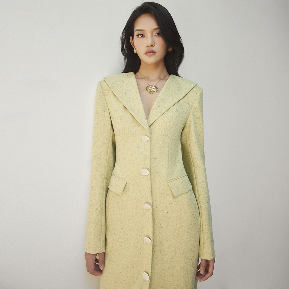 REINA- RAFLE WOOL- BLEND TWEED DRESS