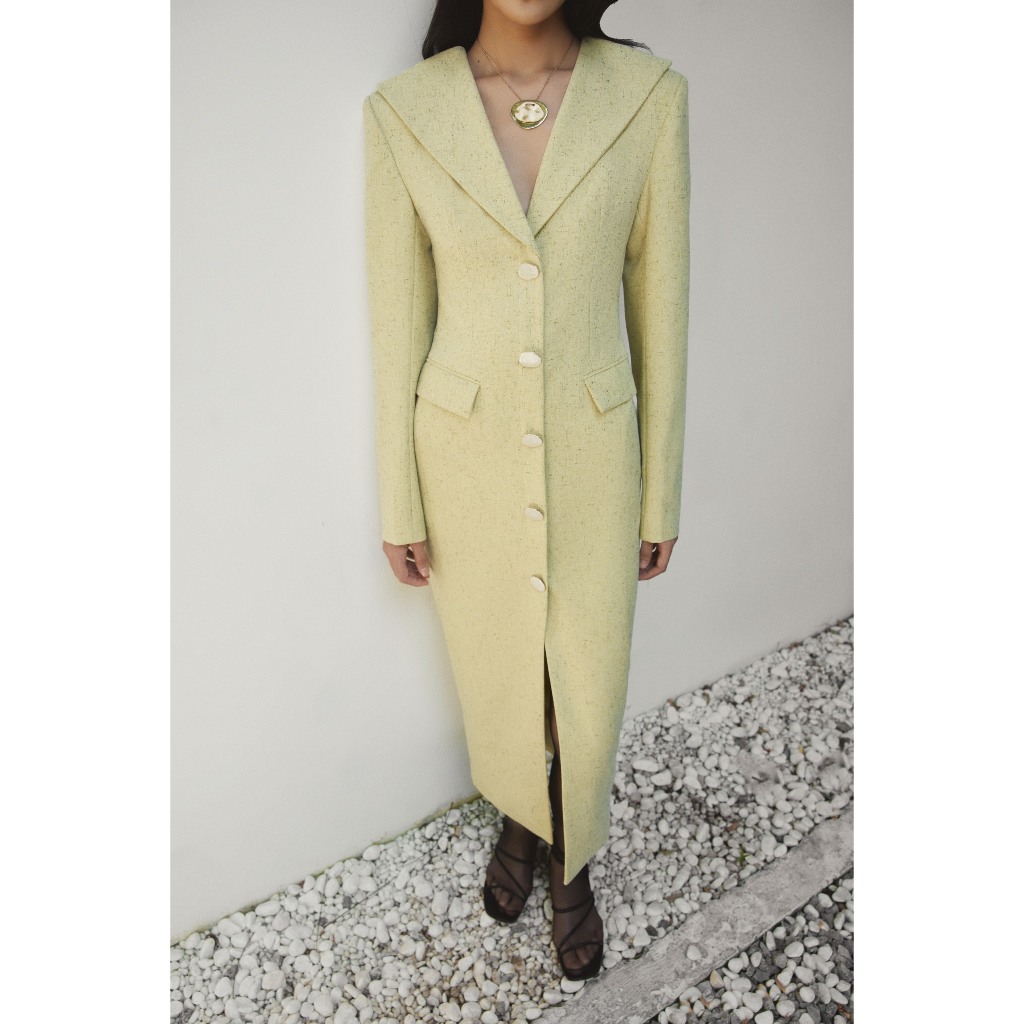 REINA- RAFLE WOOL- BLEND TWEED DRESS