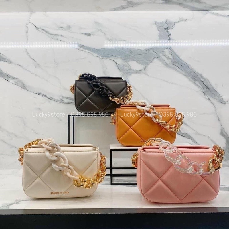 Túi xách nữ, túi c.n.k trần trám xích to kèm dây đeo chéo size 18 xuất xịn no box - Lucky9store