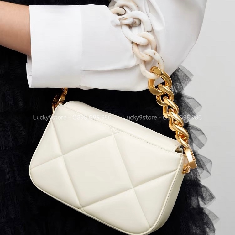 Túi xách nữ, túi c.n.k trần trám xích to kèm dây đeo chéo size 18 xuất xịn no box - Lucky9store