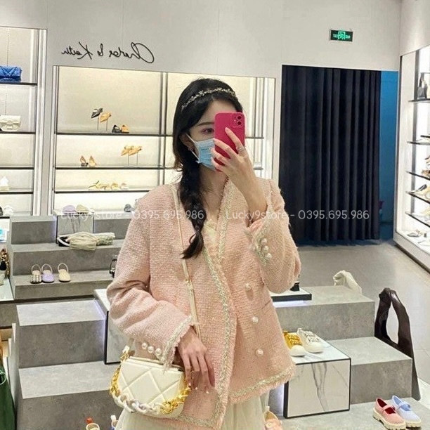 Túi xách nữ, túi c.n.k trần trám xích to kèm dây đeo chéo size 18 xuất xịn no box - Lucky9store