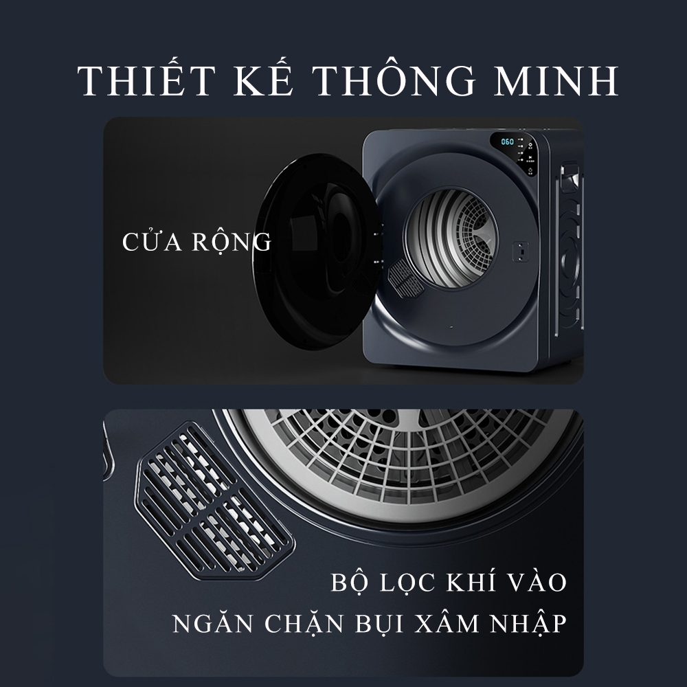 Máy sấy quần áo chăn ga cao cấp nóng lạnh 3 chiều riêng biệt, sấy khô, khử trùng tia cực tím, lọc bụi bẩn, bông dư thừa