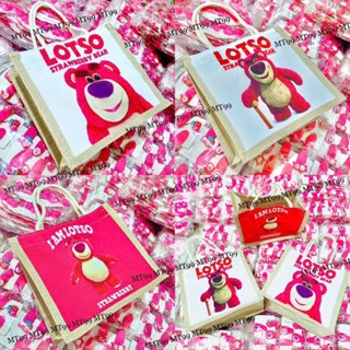 Túi Cói Gấu Dâu - Túi Xách Cói Mini Du Lịch Hoạ Tiết Gấu Dâu Lotso Có Khoá Kéo - Túi Xách  AnNa.Str