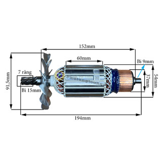 Rotor máy cắt sắt 355mm makita 2414nb hoặc dca ajg04-355 dùng chung, đối chiếu thông số trước khi mua