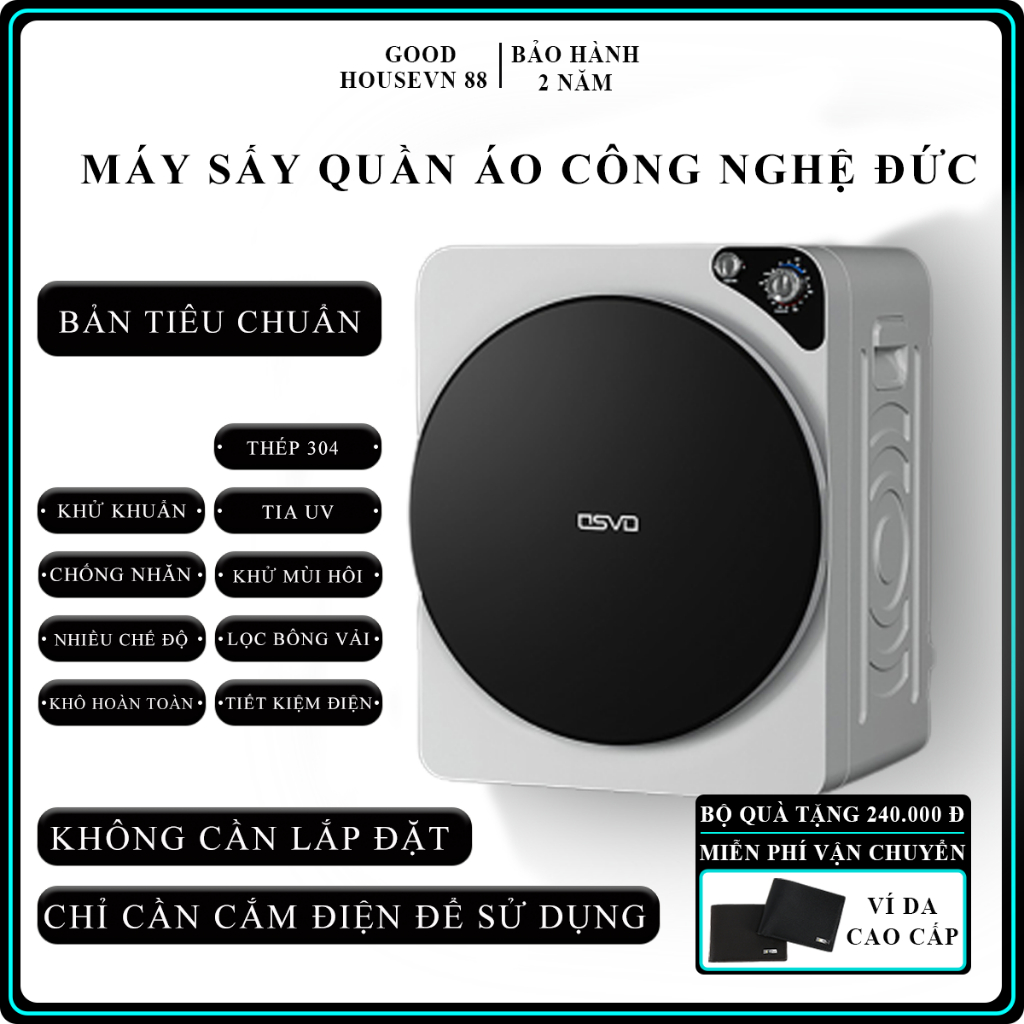 Máy sấy quần áo chăn ga cao cấp nóng lạnh 3 chiều riêng biệt, sấy khô, khử trùng tia cực tím, lọc bụi bẩn, bông dư thừa