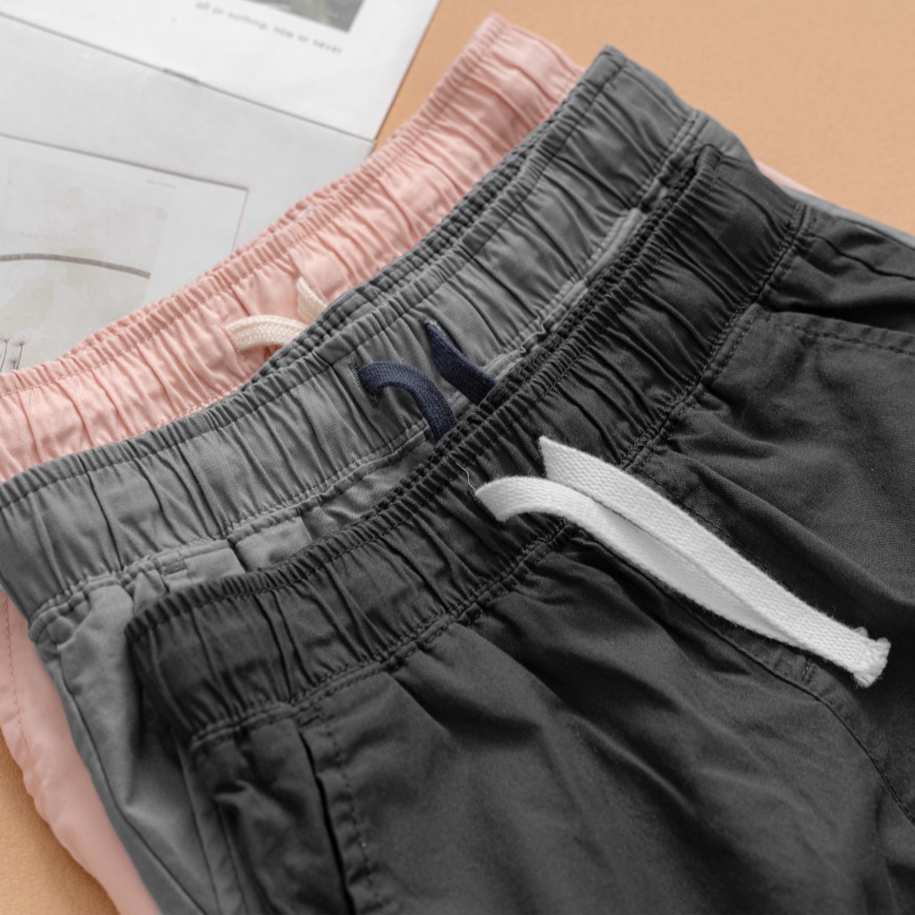 Quần short kaki bé trai lưng thun dây rút có túi cho bé từ 16kg-50kg