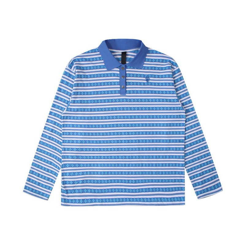 CHROME HEART POLO - Áo polo dài tay kẻ thu đông unisex