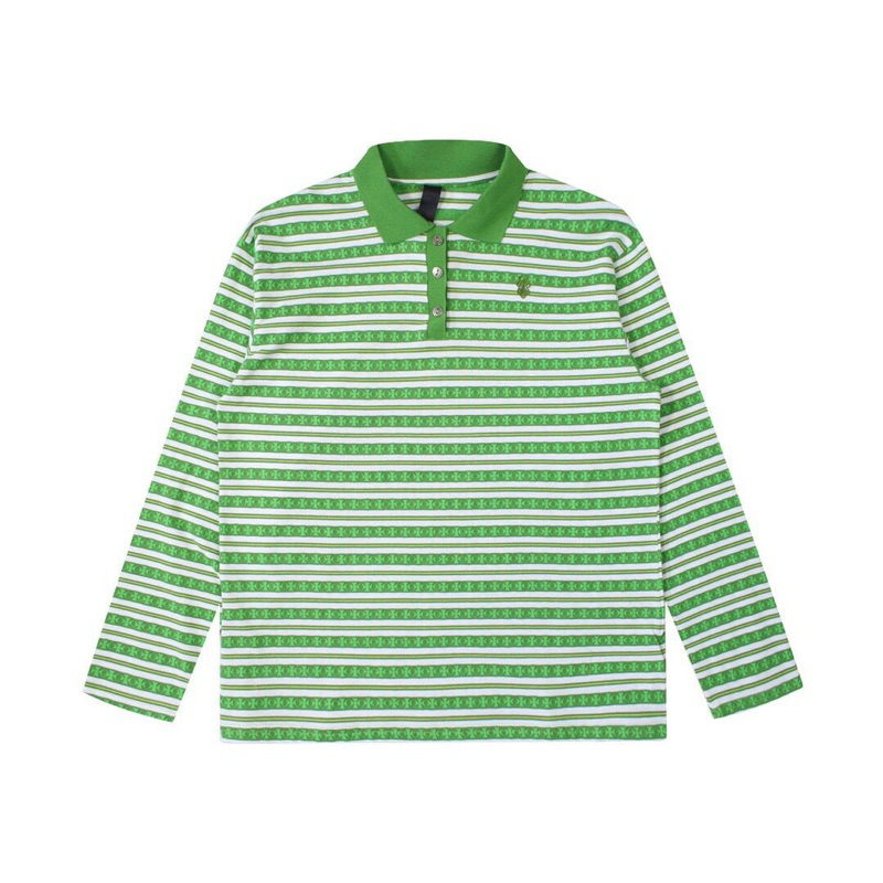 CHROME HEART POLO - Áo polo dài tay kẻ thu đông unisex