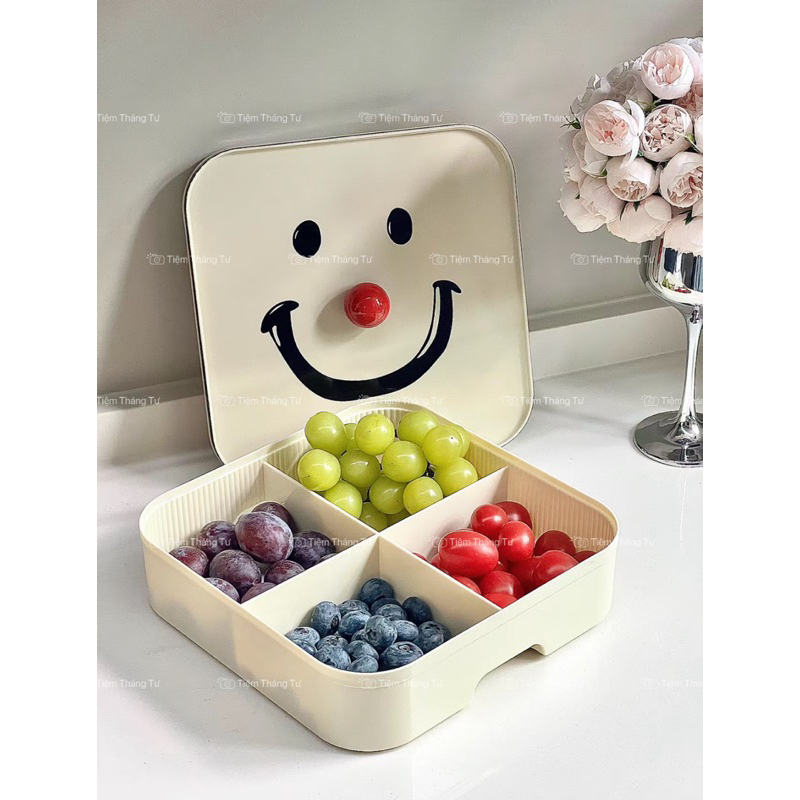 Khay Nhựa Đựng Bánh Kẹo Hoa Quả Smile 1 Tầng Và 2 Tầng