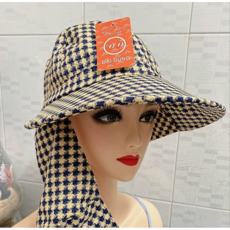 Nón vành khuyết 2in1, khẩu trang tháo rời, vải kim cương, form đẹp