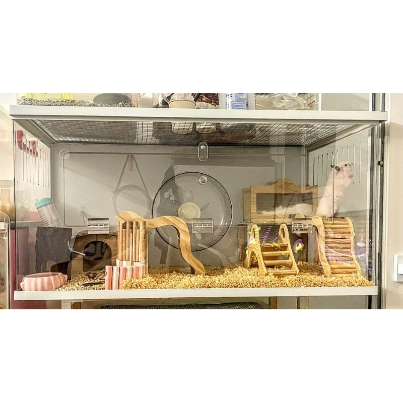 Chuồng mica hamster 3 mặt mica 80×40×40