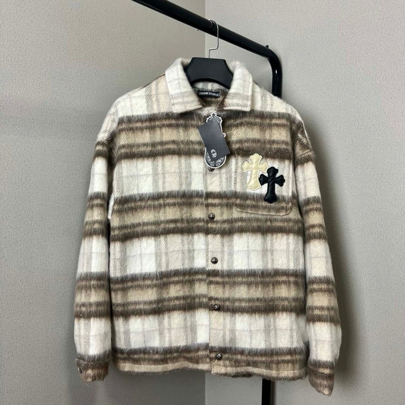 CHROME HEART FUR JACKET - Áo khoác lông cổ bẻ thu đông streetwear