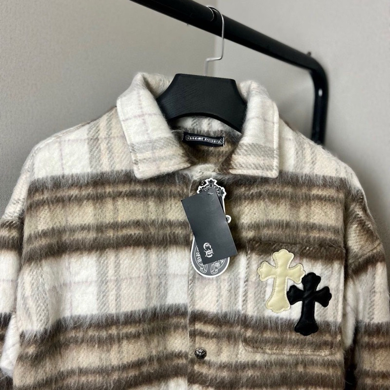CHROME HEART FUR JACKET - Áo khoác lông cổ bẻ thu đông streetwear