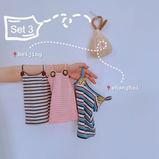 Set 3 áo hai dây cotton bé gái- chất cotton tăm lạnh bé gái